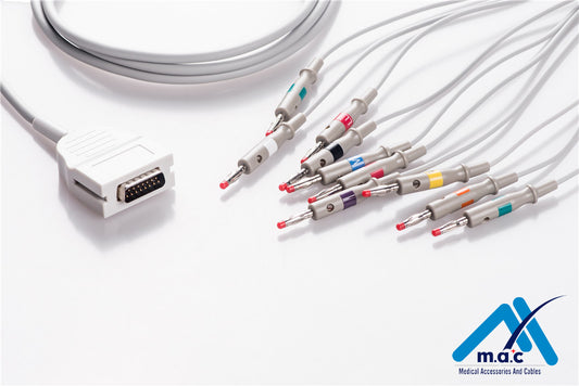 Burdick Compatible One Piece Reusable EKG Cable - AHA - 012-0700-00
