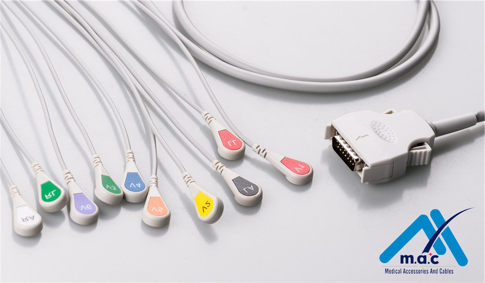 Mortara Compatible One Piece Reusable EKG Cable - AHA