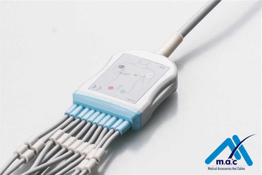 Nihon Kohden Compatible One Piece Reusable EKG Cable - AHA