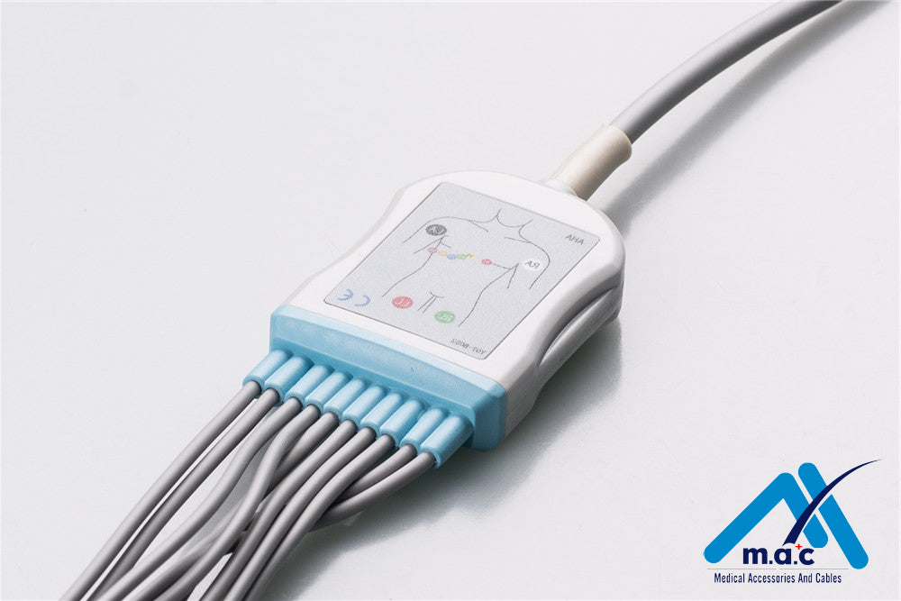 Nihon Kohden Compatible One Piece Reusable EKG Cable - AHA