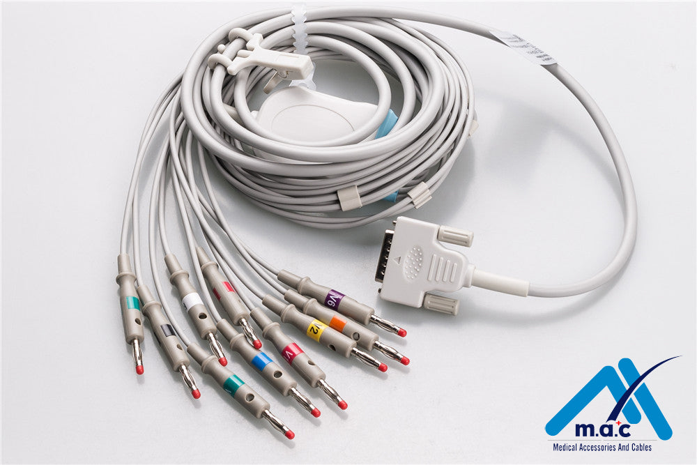 Nihon Kohden Compatible One Piece Reusable EKG Cable - AHA - BA-902D