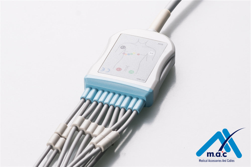 Nihon Kohden Compatible One Piece Reusable EKG Cable - AHA - BA-902D