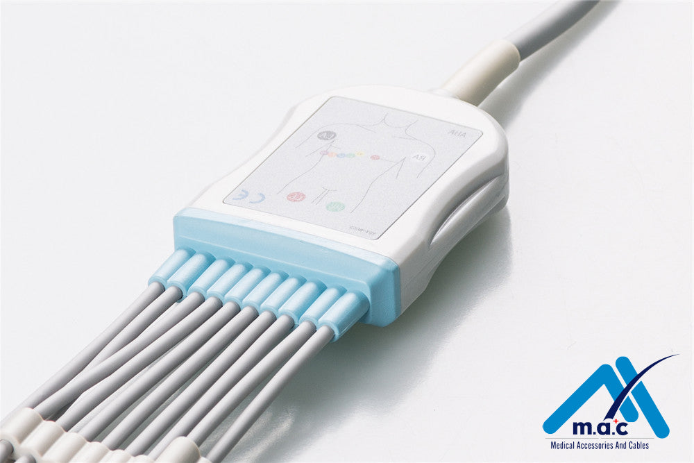 Nihon Kohden Compatible One Piece Reusable EKG Cable - AHA - BA-901D