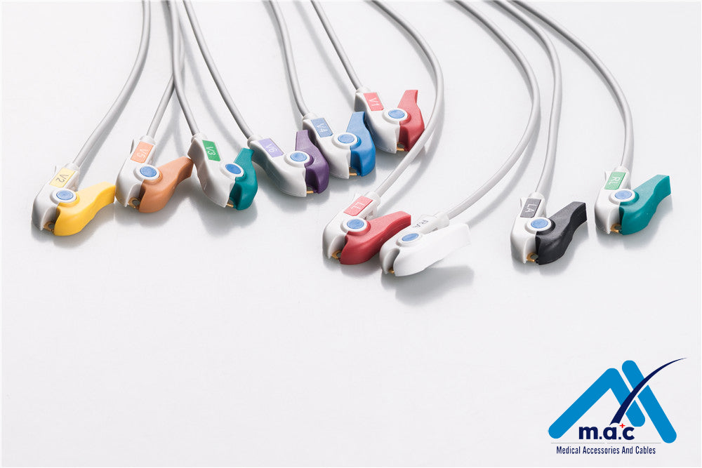 Quinton Compatible One Piece Reusable EKG Cable - AHA