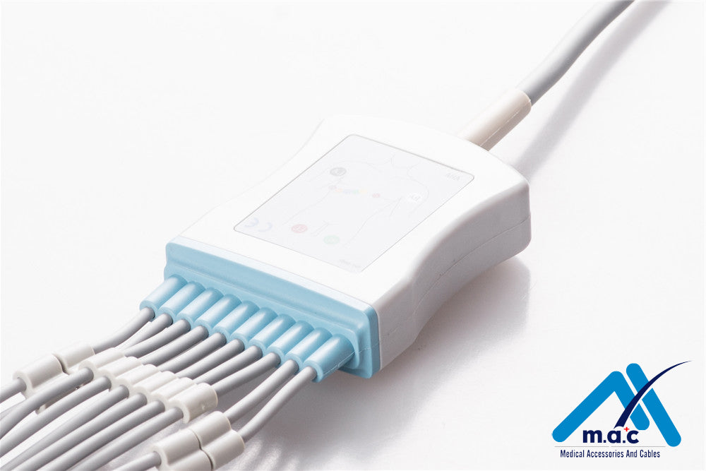 Burdick Compatible One Piece Reusable EKG Cable - AHA - 60-00180-01