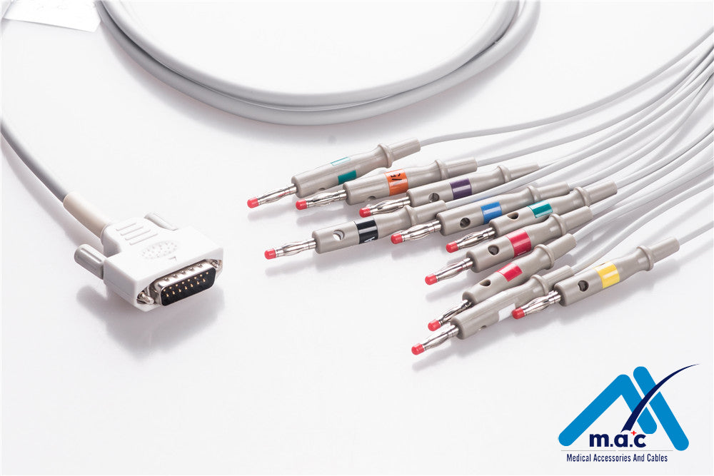 Edan Compatible One Piece Reusable EKG Cable - AHA - 01.57.107048