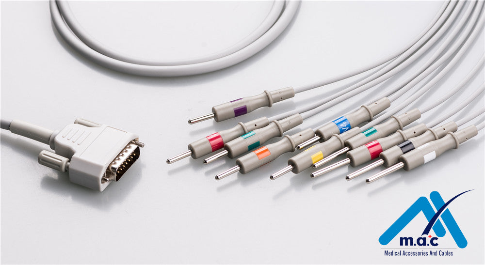 Edan Compatible One Piece Reusable EKG Cable - AHA