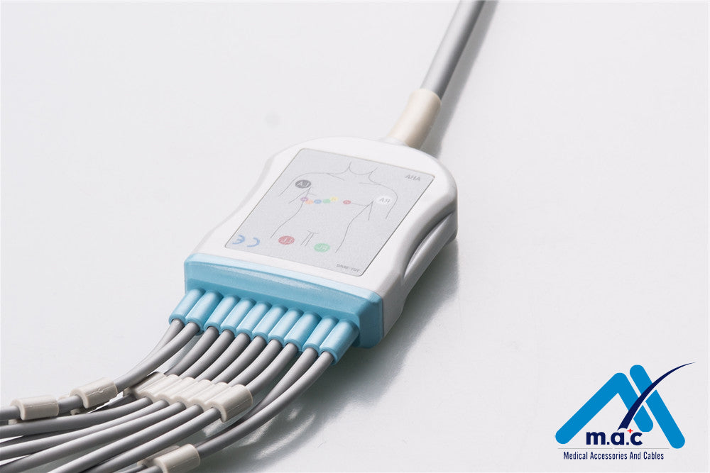 Kenz Compatible One Piece Reusable EKG Cable - AHA