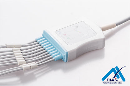 Schiller (Long Screw) Compatible One Piece Reusable EKG Cable - AHA - 2.400095