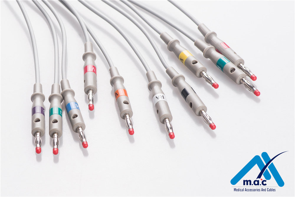 Schiller Compatible One Piece Reusable EKG Cable - AHA