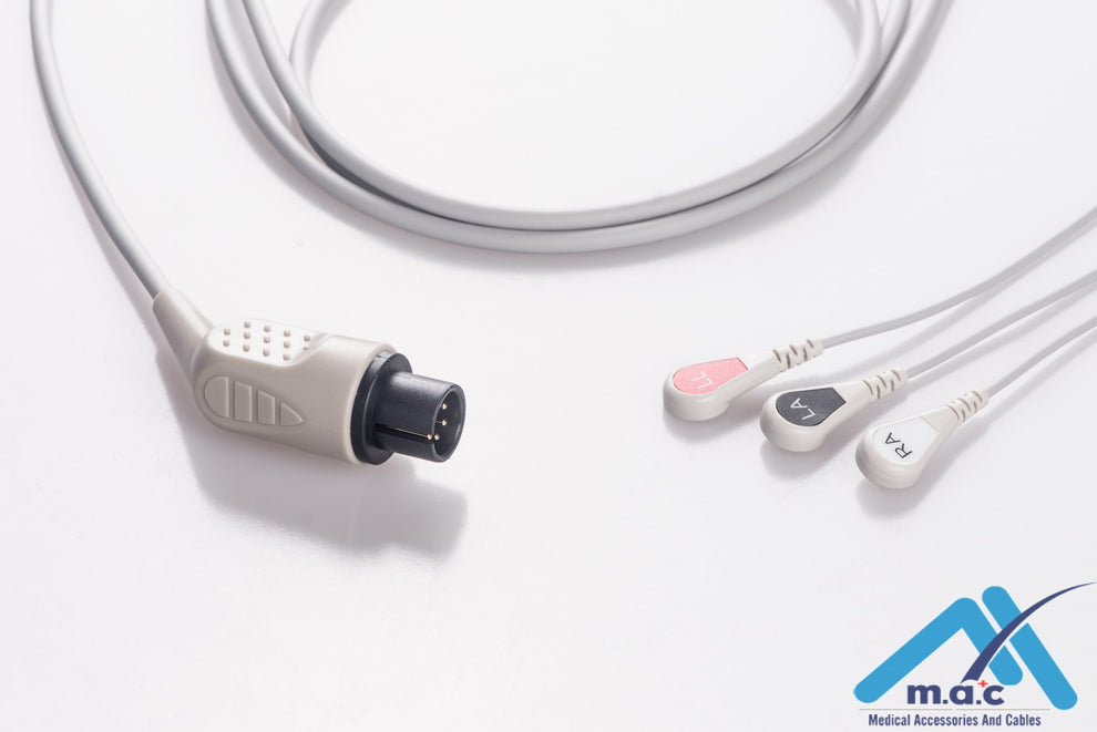 AAMI 6PIN Reusable One Piece ECG Fixed Cable 23M40S 23M40S-I – Macmedcable