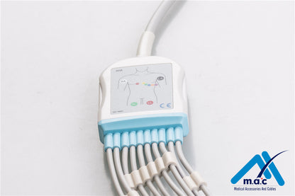 Burdick Compatible One Piece Reusable EKG Cable - AHA