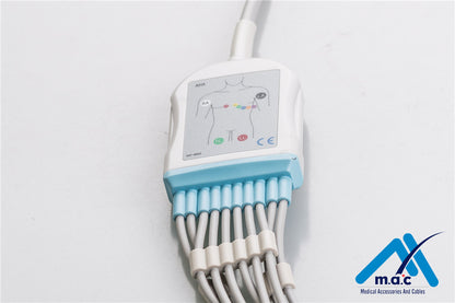 Burdick Compatible One Piece Reusable EKG Cable - AHA