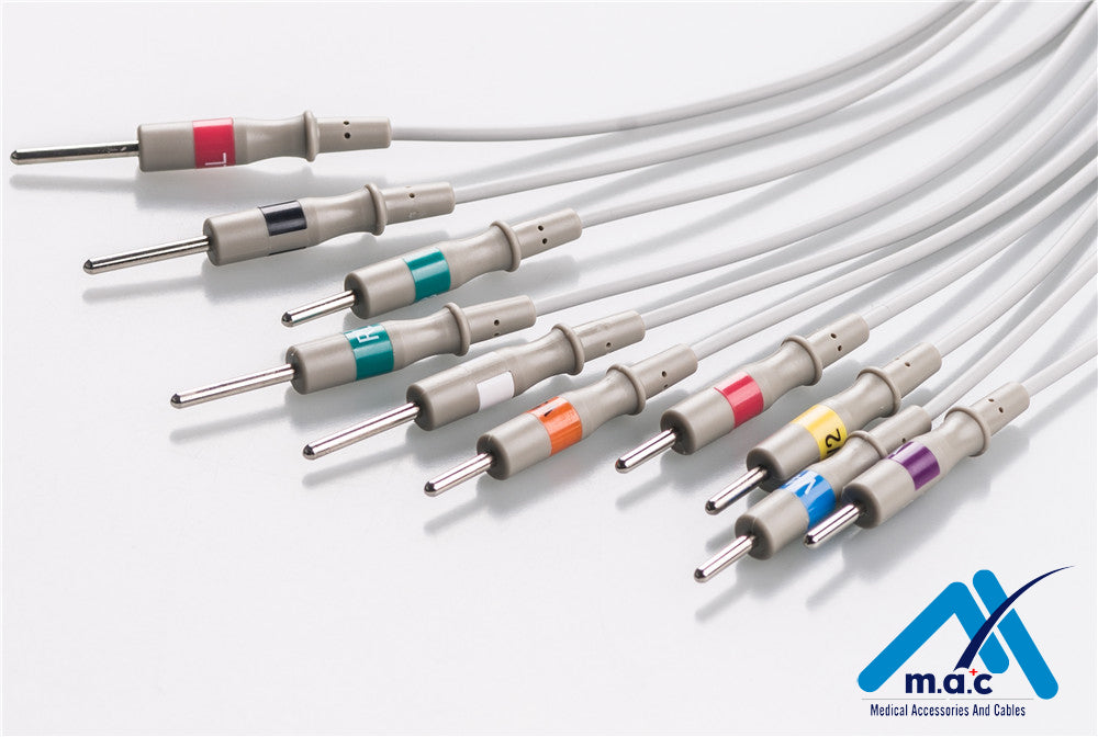 Fukuda Compatible One Piece Reusable EKG Cable - AHA - CP-101LD