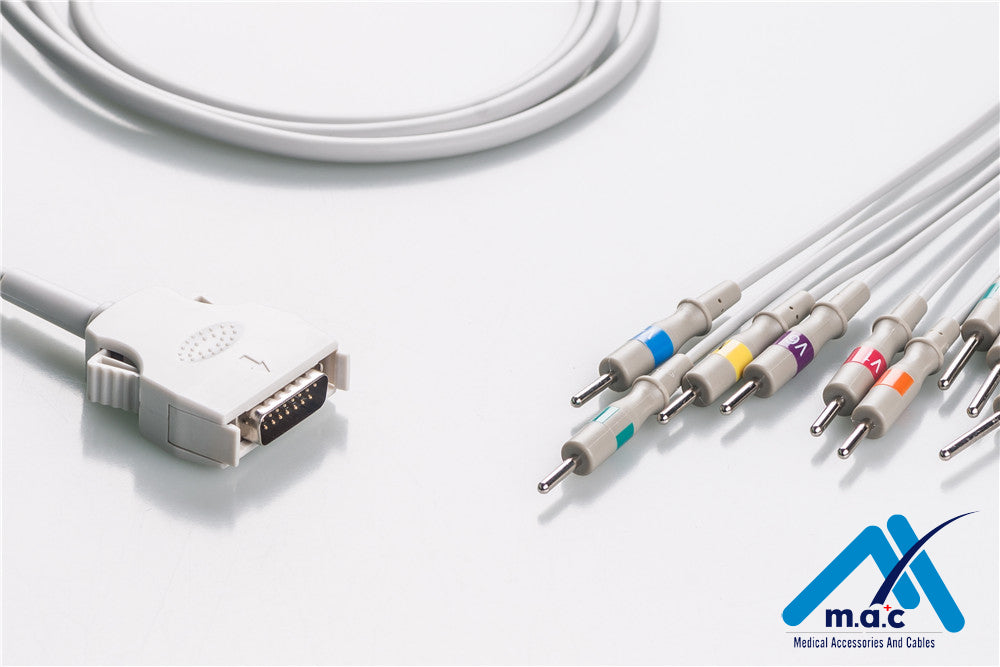 Mortara Compatible One Piece Reusable EKG Cable - AHA