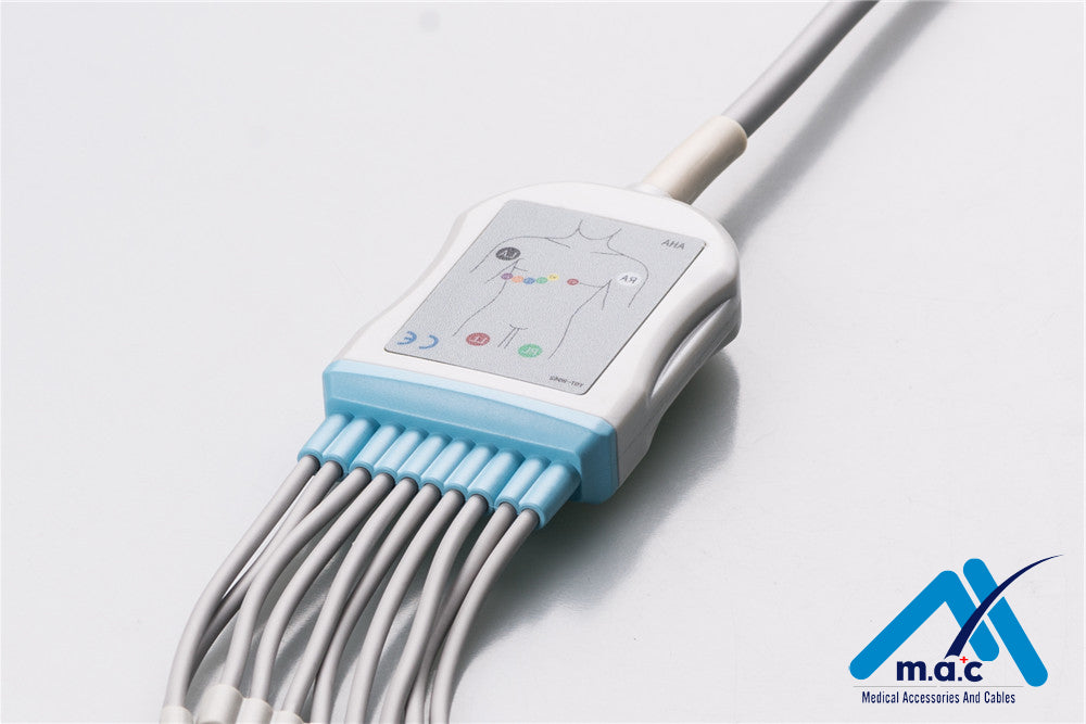 Nihon Kohden Compatible One Piece Reusable EKG Cable - AHA - 45502-NK