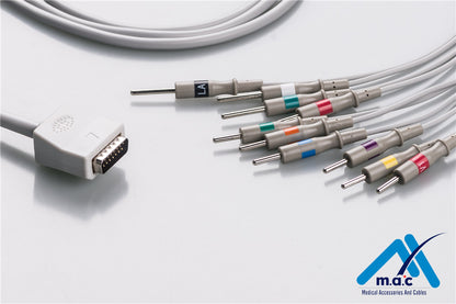 Nihon Kohden Compatible One Piece Reusable EKG Cable - AHA