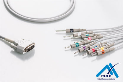Nihon Kohden Compatible One Piece Reusable EKG Cable - AHA - BA-901D