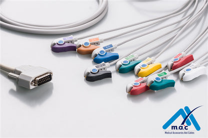 Nihon Kohden Compatible One Piece Reusable EKG Cable - AHA - BA-903D