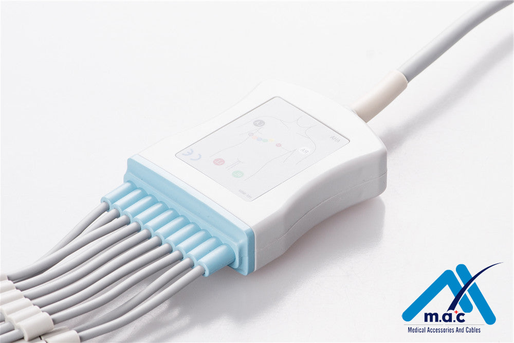Schiller Compatible One Piece Reusable EKG Cable - AHA