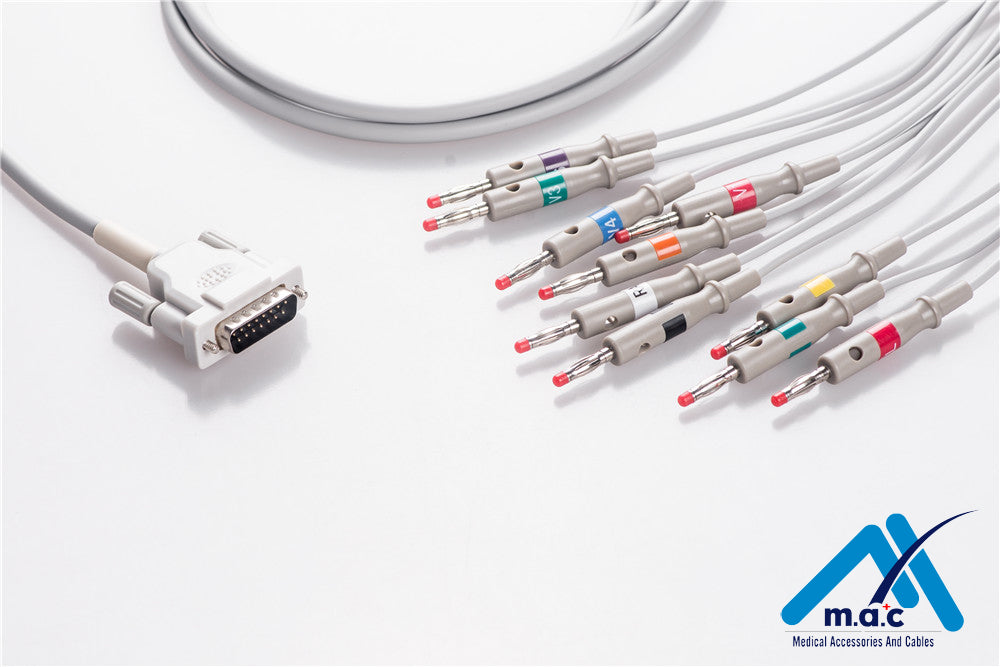 Schiller Compatible One Piece Reusable EKG Cable - AHA